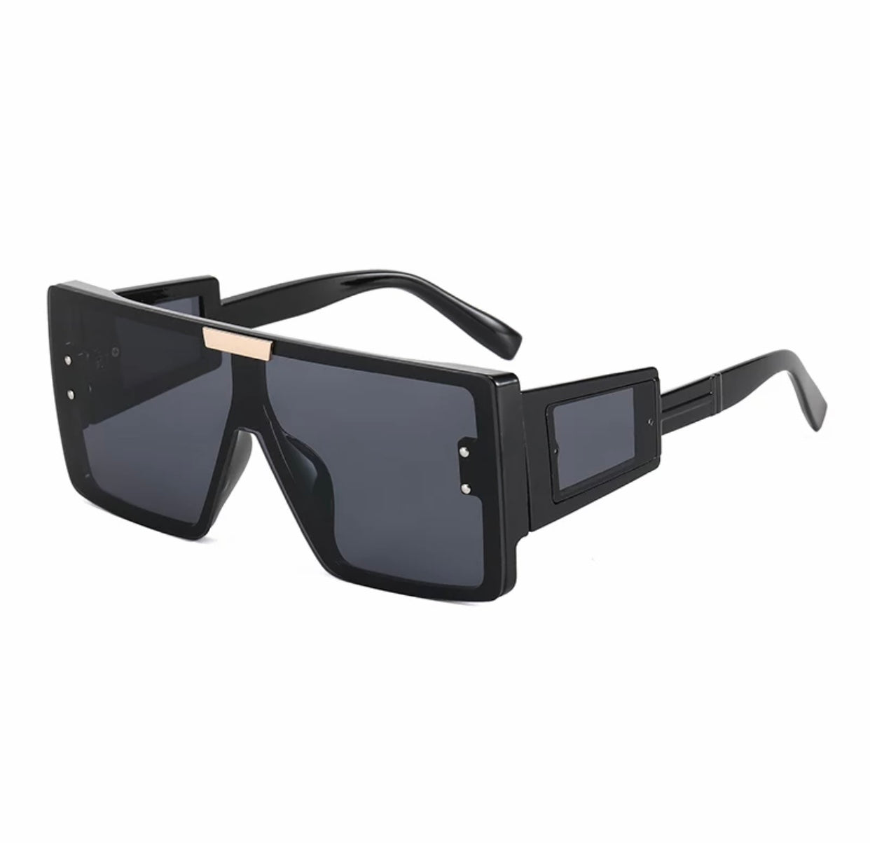 Glamour - White Sunglasses for Women Oversized Shield Square Flat Top Black Black
